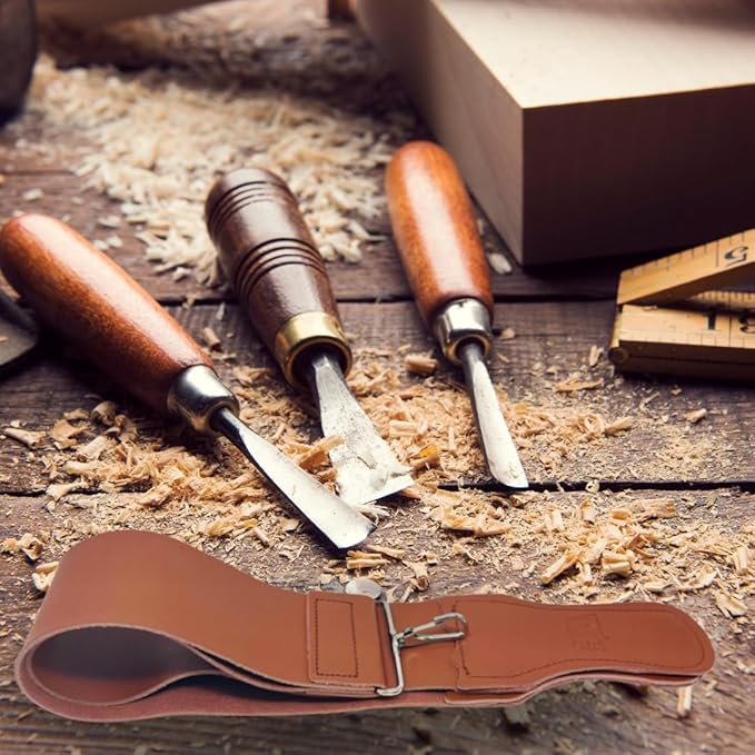 Gents Leather Razor Strop 2.5" x 22" Super Soft Cowhide Dual Straps with Clip Sharpening Razor, Knifes & Kitchen Cutlery, Keeps Your Blade Sharp