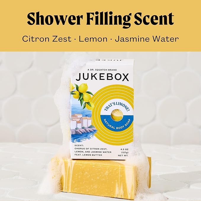 JUKEBOX Soap Sampler Gift Pack- 5 Bar Soaps- Lavender Fields Forever, Rose Hips Don't Lie, Skyy Blue Malibu, That's Limone, Born To Be Wild