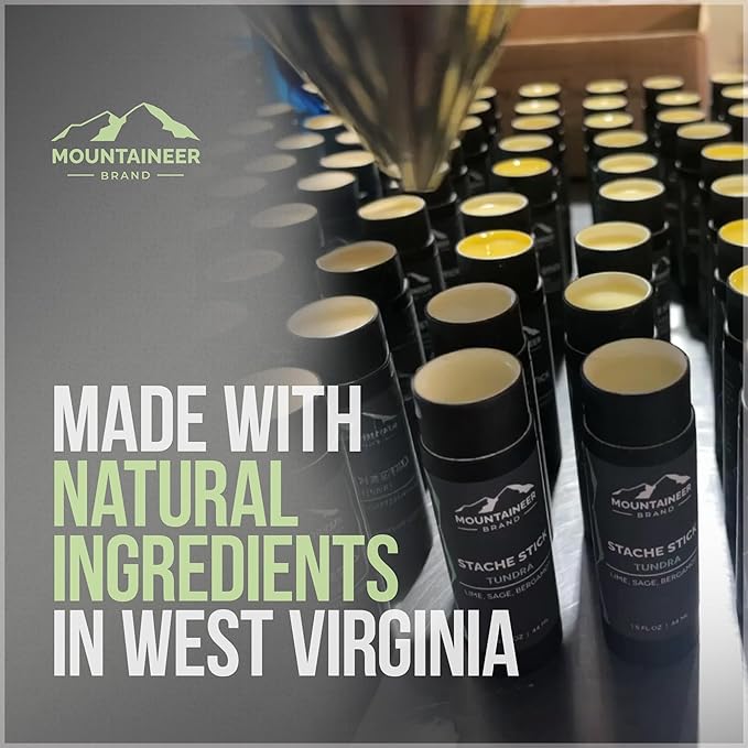 Mountaineer Brand Stache Stick | Tundra Scent | Made with Natural Ingredients West Virginia | Firm & Long Lasting Hold | Mustache Wax | Moustache Shape & Styling | Beard Wax for Men | 1.5oz