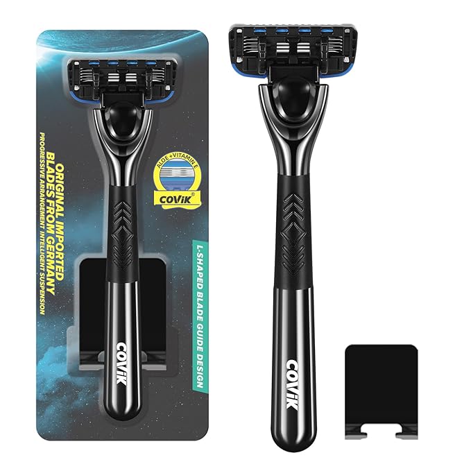 5 Blade Razor for Men with Dual Lubrication, Handle & Cartridges, Comfortable and Smooth Shaving