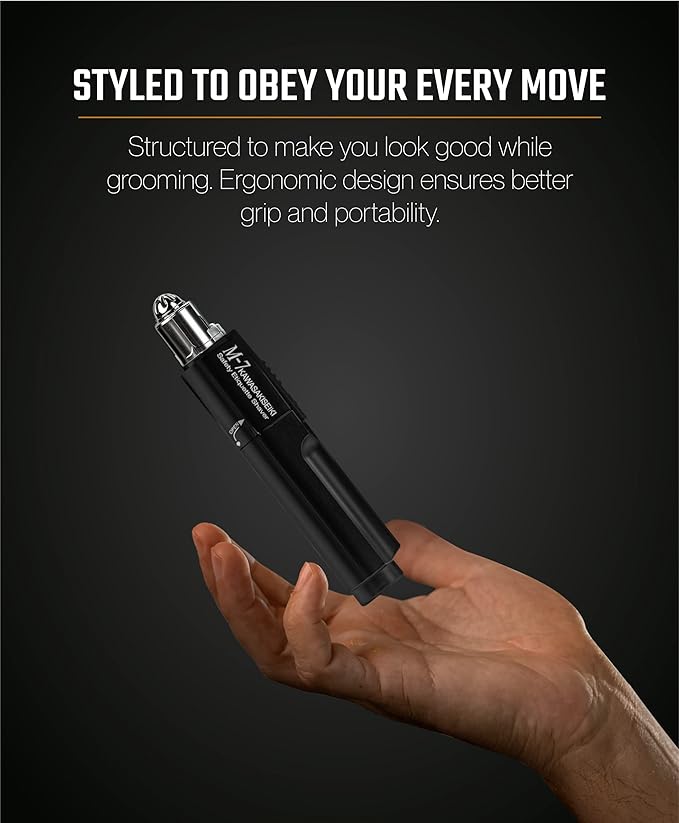 M-7 Nose Hair Trimmer – Multifunctional Nose, Ears and Eyebrows Hair Trimmer for Men with Nickel Sterilized Coating and Self-Cleaning Water Resistant Design – Travel Pouch Included