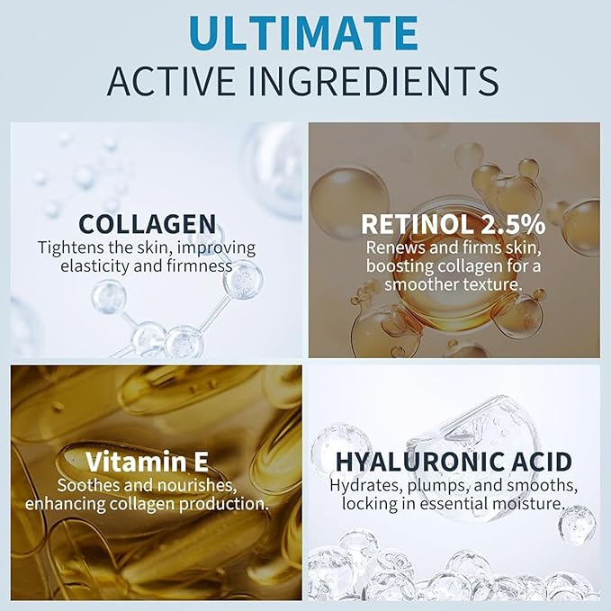 AIWEI Face Moisturizer Collagen Cream - Moisturizing, Hydrating & Recovery - Day Night Face Cream with Retinol and Hyaluronic Acid for Men & Women - 1.7 oz