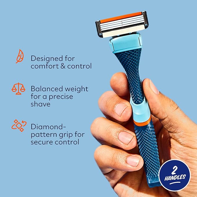 Dollar Shave Club | Razor Handle (2 Pack) Blue | Replacement Razor Blade Handles