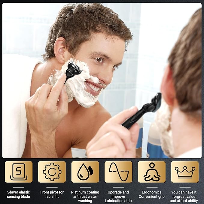 12-Blade Replacement Cartridge Set - Five-blade technology delivers a smooth shave - 2025 New Model in Teal, achieving a smooth shave while reducing irritation