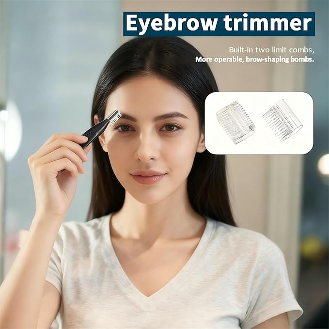 Ear and Nose Hair Trimmer for Men, 2025 USB Rechargeable 3 in 1 Professional Painless Eyebrow & Facial Hair Trimmer for Men Women, Dual-Edge Blades, Powerful Motor, Easy Cleansing