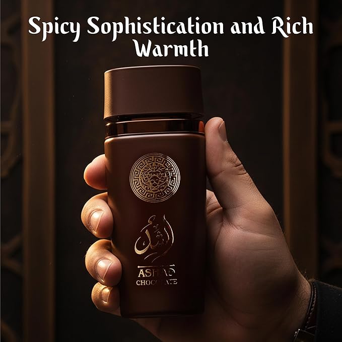 SAADAH Ashad Chocolate Eau De Parfum for Men 4.0 Fl.oz, 120ml Oriental Spicy Gourmand Cologne, Bold Pink Pepper Lavender Cacao, Bourbon Vanilla Amber Vetiver, Long Lasting Masculine Luxury Fragrance