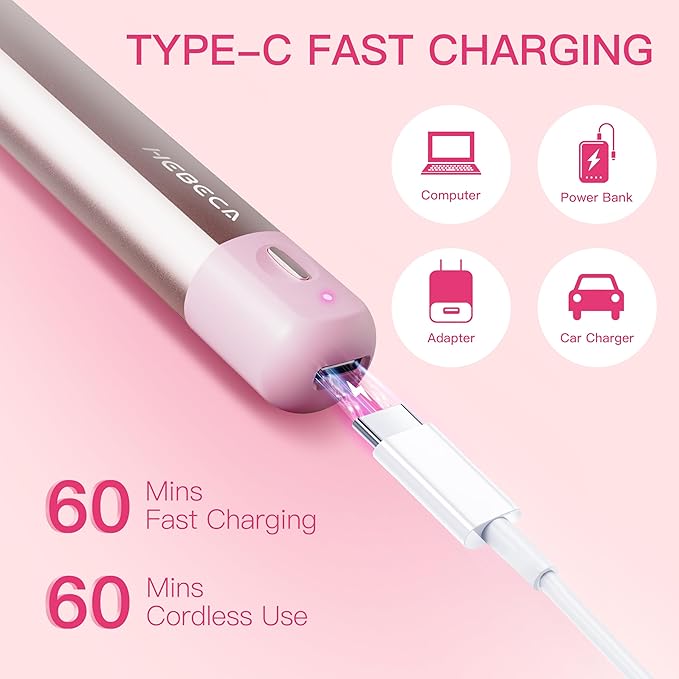 Nose Hair Trimmer for Women 3in1 Facial Hair Removal Trimmer - Metal Body, Rechargeable, Waterproof, Portable - Nose, Ear, Eyebrow, Peach-Fuzz, Lips, Chin (Pink)