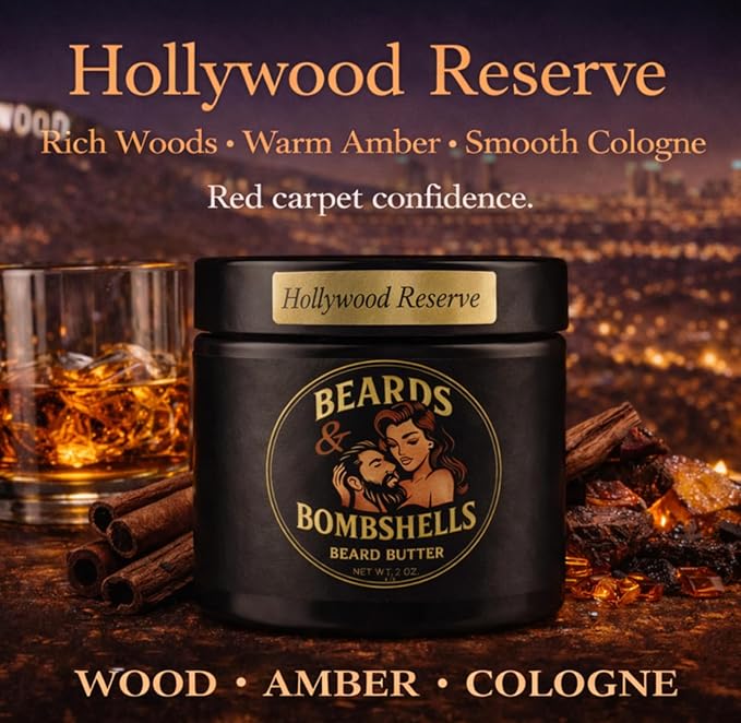 Beards & Bombshells Hydrating Beard Butter, Light Whipped, Non-Greasy, Softens Hair, Tames Frizz, Adds Light Shape (Hollywood Reserve)