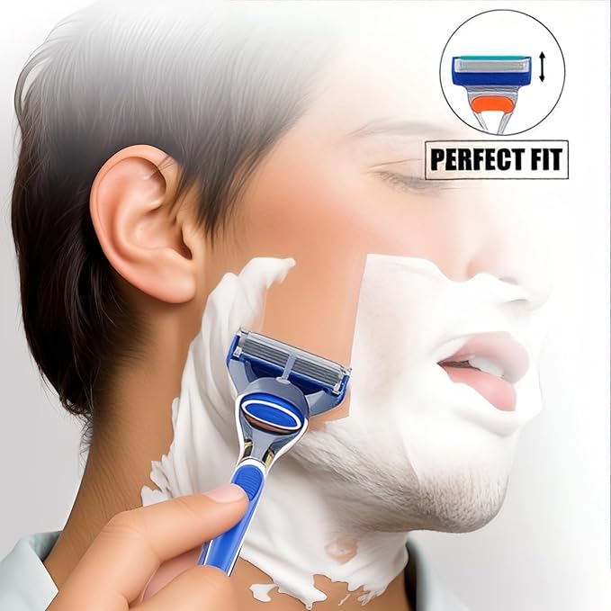 ONLY Compatible with Gillette Fusion 5 Handle,Ergonomic Metal Replacemen Handle Compatible with Gillette Fusion5 Razors for Men,Comfort and and Non-Slip,2Pack.(ONLY THE HANDLE)
