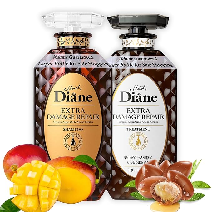 Moist Diane Hair Repair Shampoo and Conditioner for Women & Men, Argan Oil Shampoo and Conditioner Set with Herbal Oils, Collagen, Keratin& Ceramides in Japan, Silicone& Sulfate Free DAMAGE REPAIR