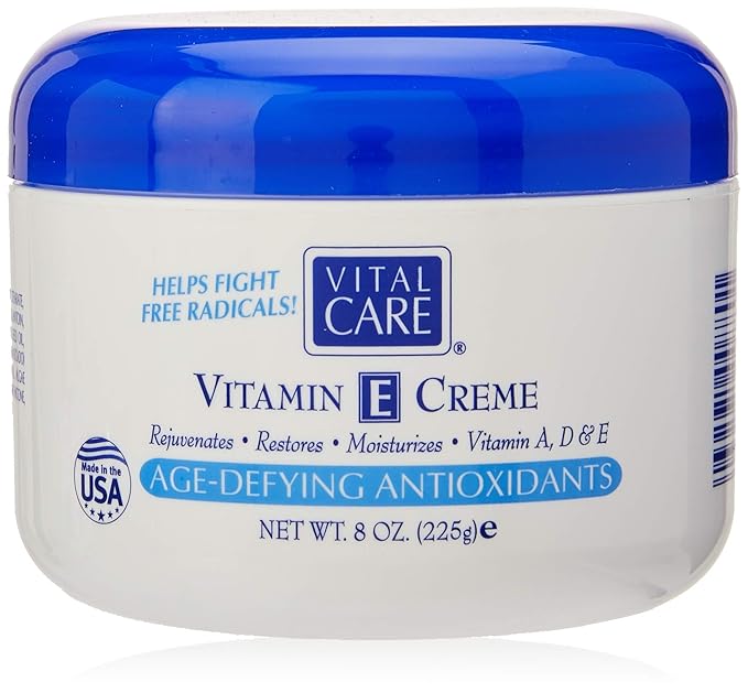 Vital Care Vitamin E Crème, (8 Fl. Oz), A Complete Skin Care with Age- Defying Antioxidants for Men and Women