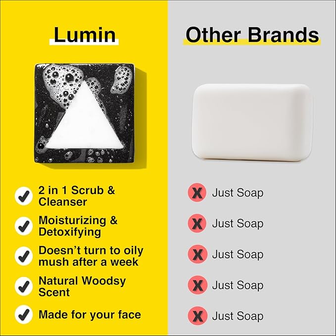 Lumin Men's Face Scrub Soap - Premium Bar Soap for Men, Ideal for Daily Face Cleansing and Pack of Men's Soap Bars