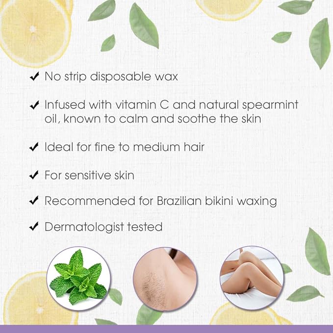 Satin Smooth Citrus Mojito Thin Film Hard Wax - Hair Removal Wax, No Strip Waxing for Sensitive Skin, Ideal for Fine to Medium Hair, 14oz.