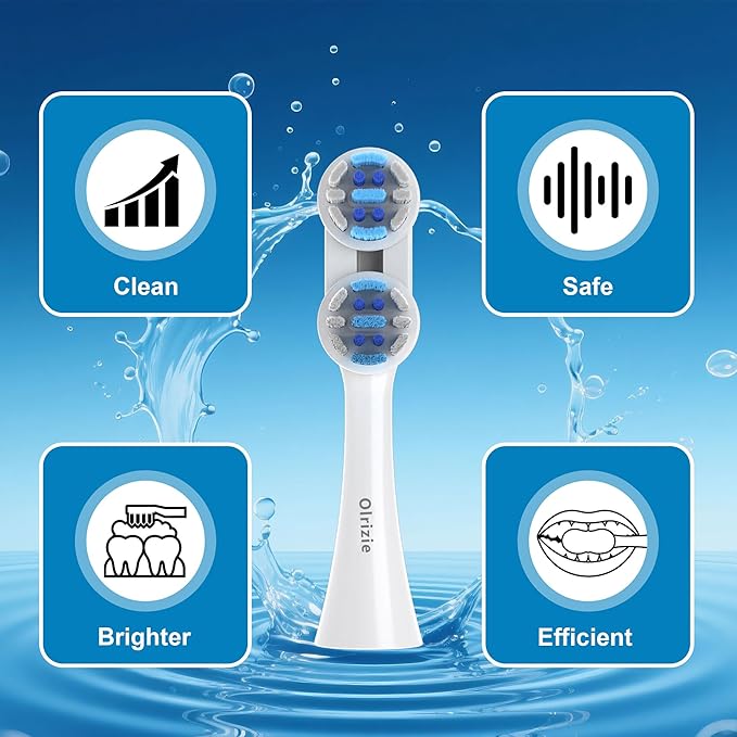Replacement Toothbrush Heads Compatible with Spinbrush Pro Clean, Deep Cleaning Electric Toothbrush Heads Brush with Dual-Head Design & Medium Bristles 8-Pack
