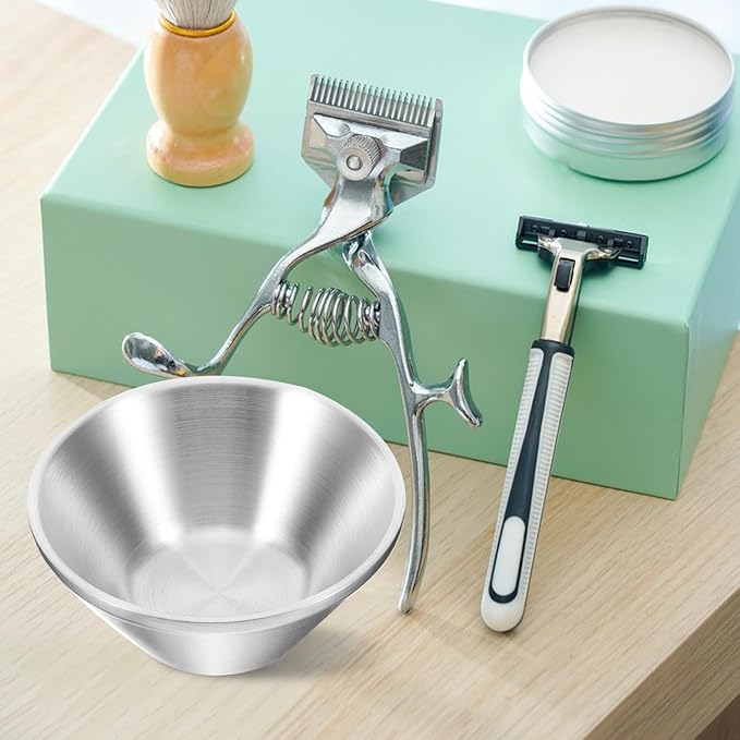Beaupretty Men Shaving Soap Bowl 12x5.7cm Stainless Steel Reusable Shave Bowl for Beard Care and Shaving Supplies for Household Use
