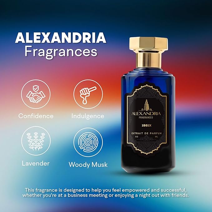 Alexandria Fragrances 1981X Perfume - Long Lasting Eau de Parfum Inspired by Warm Lavender - Premium Men’s Parfum with Honey, Vanilla & Tobacco Blend - Luxury Men’s Cologne for Every Occasion - 60ml