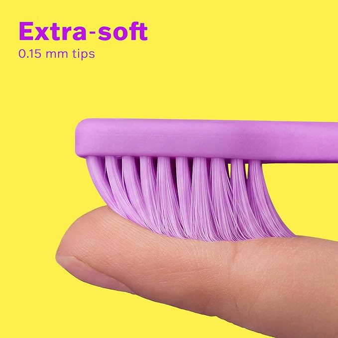 Max Extra-Soft Toothbrush for Adults Sensitive Gums – Gentle Bristles, Wide Angled Head for Back Teeth, Ergonomic Non-Slip Grip, BPA-Free Handle, Individually Wrapped,4-Pack (Lavender)