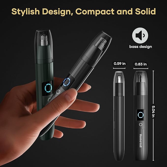 HOMETALL Rechargeable Nose Hair Trimmer for Men Women, Professional Painless Ear Eyebrow & Facial Hair Trimmer - 10,000 RPM Powerful Motor with Dual-Edge Blades, Wet/Dry, Easy to Clean