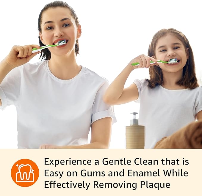 Amazon Basics MultiPro Toothbrushes with Angled Bristles, Soft, 4 Count, Pack of 1