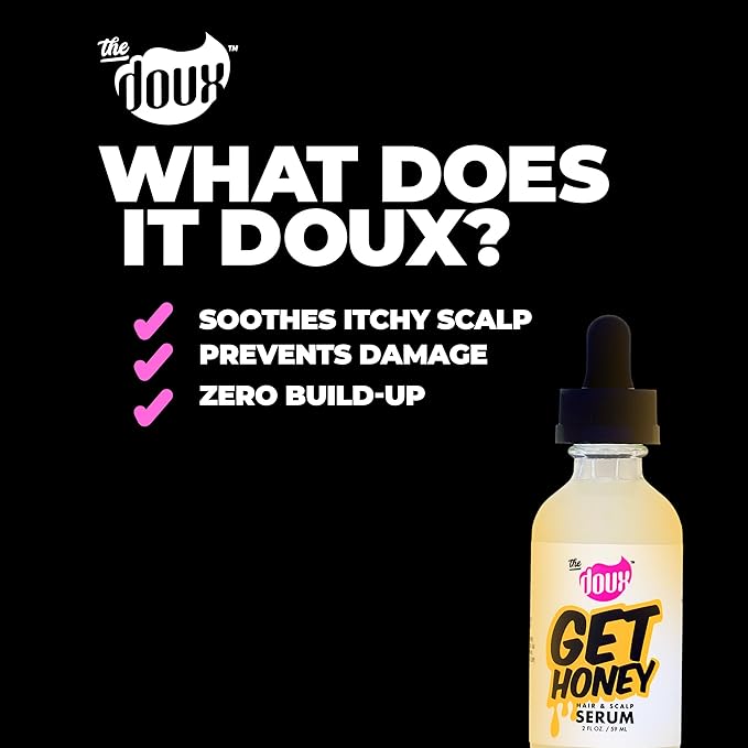 The Doux Get Honey Hair & Scalp Serum for Curly and Natural Hair – Anti-Itch Treatment with Honey – Lightweight Hair Oil for Dry Scalp, Frizz Control, Split Ends & Breakage Protection