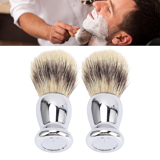 2Pcs Shaving Brush for Men, Long Soft Dense Brush Hair with Handle for Foaming Cream and Beard Shaving