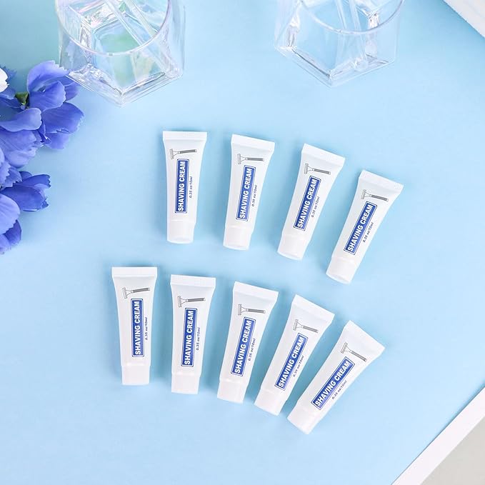 100 Pack Travel Size Shaving Cream Bulk,10ml/0.35fl oz Individually Wrapped Mini Disposable Shaving Cream in Bulk 1.2x2.8 inch Travel Size Toiletries Amenities for Guests,Homeless,Charity