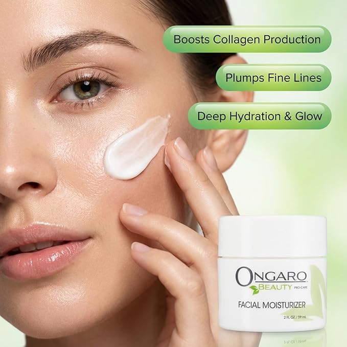 Ongaro Beauty Organic Face Moisturizer - Hydrating Face Cream, Probiotic Moisturizer with Aloe Vera, Vitamin A, C & E - Hyaluronic Acid, Face Lotion for All Skin Types - Nourishes Skin - 2 fl. Oz