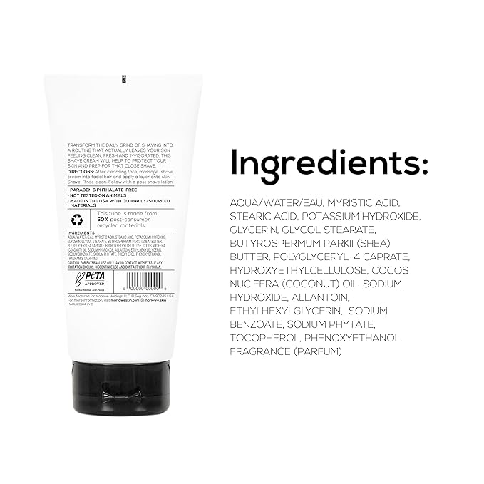 MARLOWE. No. 141 Shave Cream 6 oz, Conditioning Shaving Cream with Shea Butter & Coconut Oil, Smooths & Protects for a Close Shave, Aloe Citron Scent