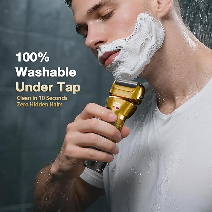 Electric Foil Shaver for Men,Electric Razor for Men with Fast Charging, Waterproof Cordless Rechargeable System, Professional Beard Trimmer & 3 Blade Replacement Head