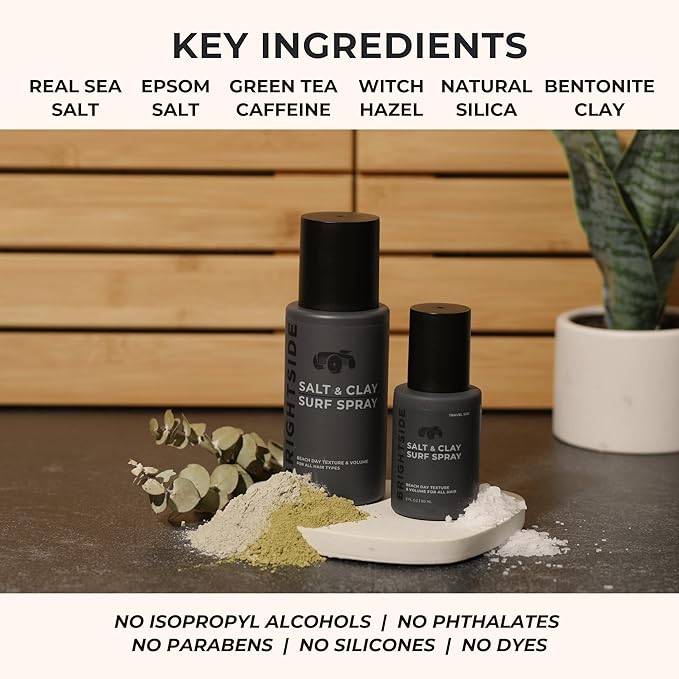 Salt & Clay Surf Spray - Instant Volume & Texture for Thicker Looking Hair - Natural Sea Salt Spray for Men & Women - Hydrate & Hold for All Hair - Alcohol-Free, Clean ingredients - 6oz