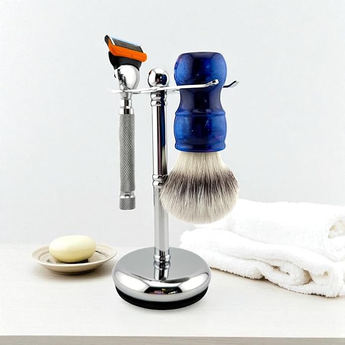 Parker Safety Razor, The Adjust-O-Stand, Adjustable Safety Razor & Shave Brush Stand, Simple to Customize to fit Any Size Shave Brush - PATENT PENDING
