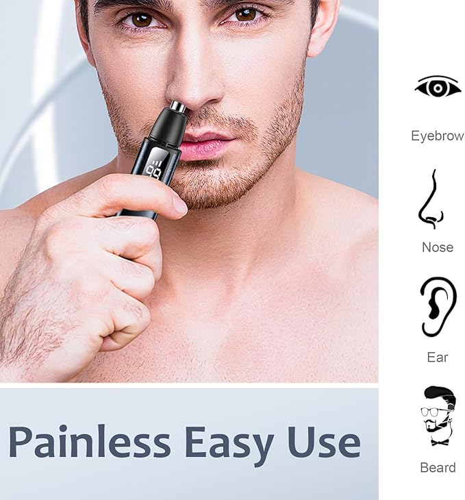 Nose Ear Hair Trimmer for Men – Eyebrow Hair Razor 2-in-1 Rechargeable Dual-Edge Face Shaver for Face Nose Peach Fuzz for Women