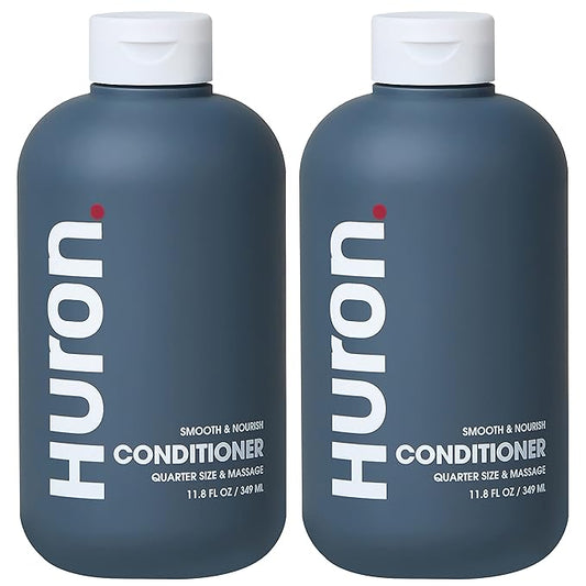 Huron Men’s Conditioner - Lightweight, Hydrating Conditioner - Eliminates Frizzy Hair, Moisturizes, & Restores Shine - Clean & Invigorating Scent - 100% Vegan Ingredients & Cruelty-Free - 11.8 Fl Oz (2 Pack)