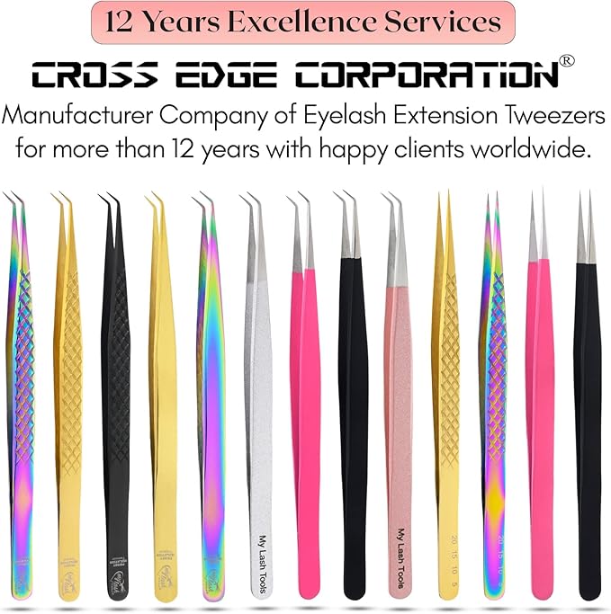 2pcs Straight & Curved Isolation Tweezers for Eyelash Extensions – 14cm Japanese Stainless Steel, Blush Pink, Best for Individual & Classic Lashes