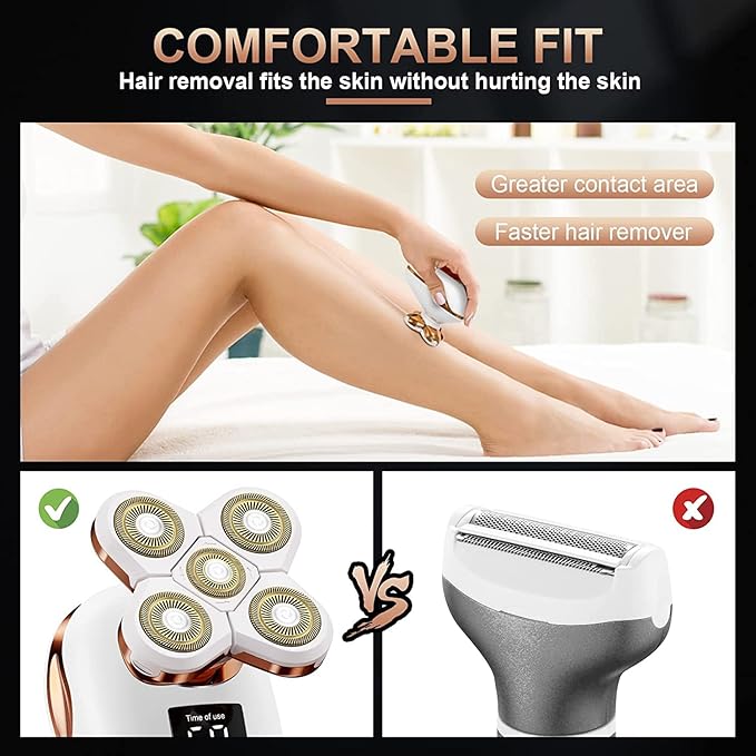 2-in-1 Electric Razors for Women, Wet/Dry 5D Razor & Hair Trimmer with USB Adapter Charging Cable,5D Rechargeable Rotary Shaver Lithium-Ion Battery, Water Resistant Grooming Kit Color B