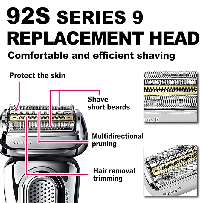 NEW Series 9 92S Braun Electric Shaver Replacement Head for Men Razor Shaving Blades Compatible with 92S Braun Replacement Electric Shaver Heads 9290cc 9291cc 9370cc 9293s 9385cc 9390cc 9330s 9296cc