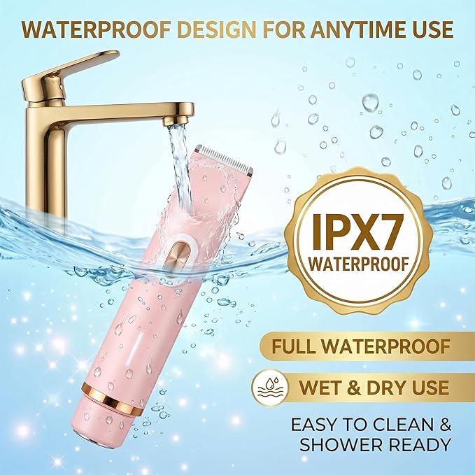 Tanvera Electric Bikini Trimmer for Women | Electric Bikini Trimmer - Cordless Electric Wet & Dry Dual-Head Trimmer for Legs Body Hair | Face Shaver for Women - Ipx7 Waterproof (Pink)