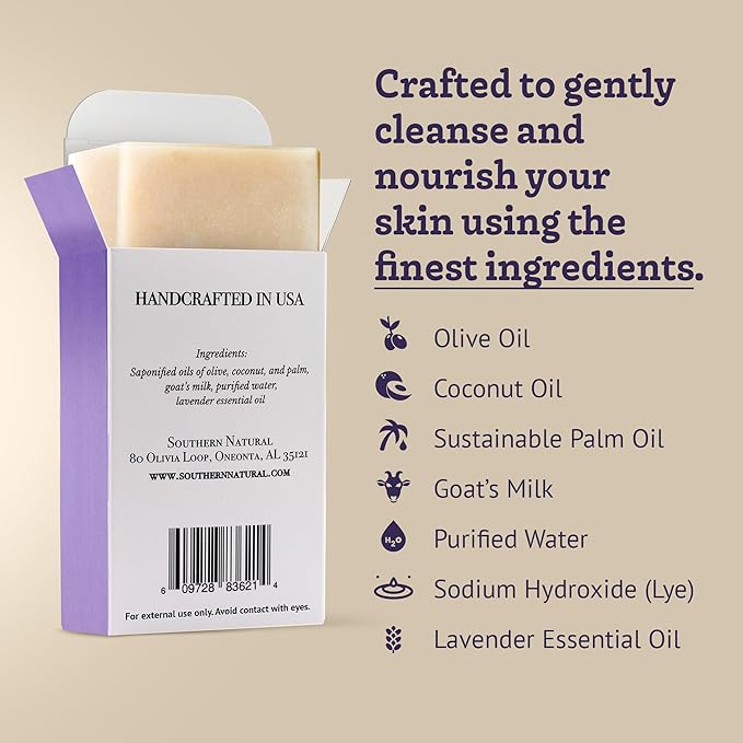 Lavender Goat Milk Soap Bar 3 Pack and Lavender Vanilla Goat Milk Lotion – Gentle Face and Body Care for Dry Skin, Ideal for Men, Women & Kids