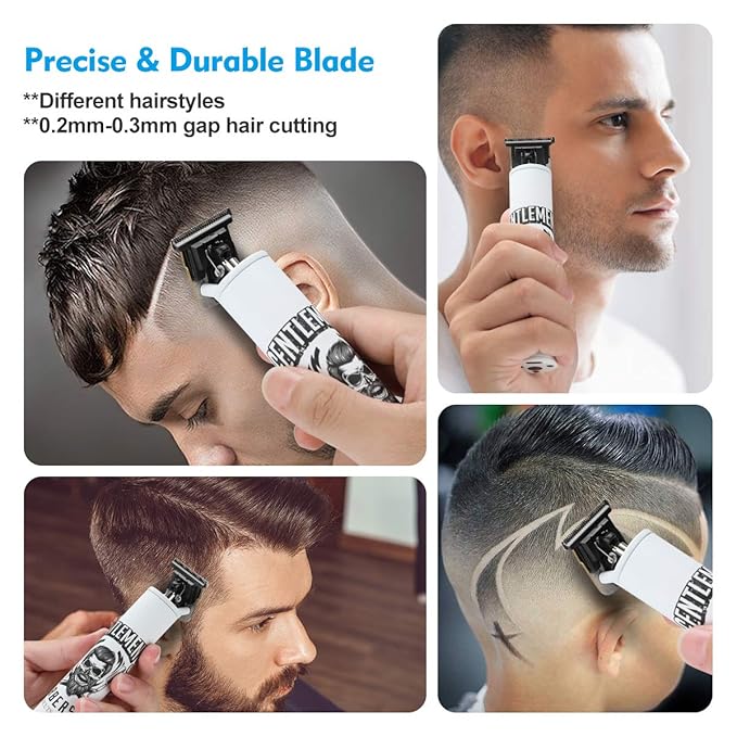 BESTBOMG Electric Clippers Barber Grooming Kit Rechargeable Cordless Close Cutting T-Blade Trimmer Hair Clippers for Men Zero Gapped Detail Beard Shaver