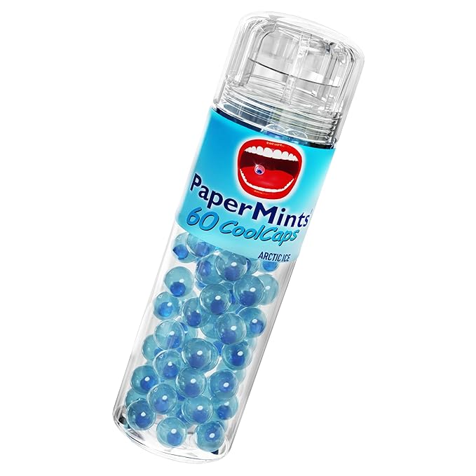PaperMints CoolCaps Breath Mints Peppermint - Dual Action Liquid Capsules for Instant Fresh Breath Freshener, Fast-Dissolves, Sugar-Free Mint Capsules - 3 pack of 60 pieces - 180 Total