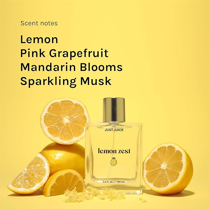 Just Juice Lemon Zest - Bright Fruity Floral Perfume - Lemon, Grapefruit, Mandarin Perfumes for Women and Men - 3.4 oz