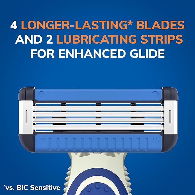 BIC EasyRinse Anti-Clogging Men's Disposable Razors for a Smoother Shave With Less Irritation, Shaving Razors With 4 Blades, 2 Count
