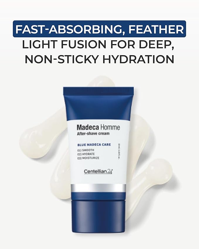 CENTELLIAN 24 Homme Aftershave Cream (1.7fl oz) - Soothing, Moisturizing & Cooling Post Shave Gel Balm. Korean Skin Care Sensitive Skin. TECA, Centella Asiatica CICA, Peppermint & Heartleaf