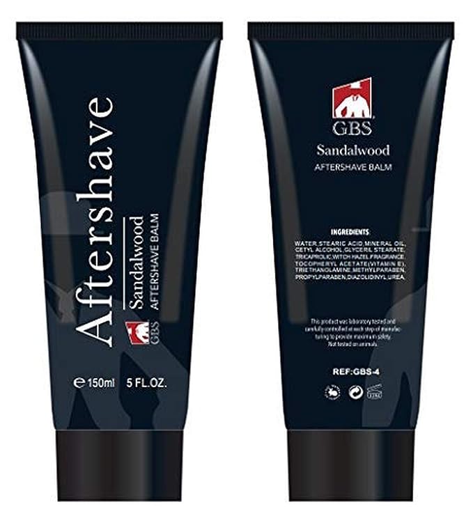 G.B.S Men’s Aftershave Balm - Premium Sandalwood Scent - Soothes Razor Burn & Moisturizes Sensitive Skin - Fast-Absorbing Formula - 5 Fl Oz