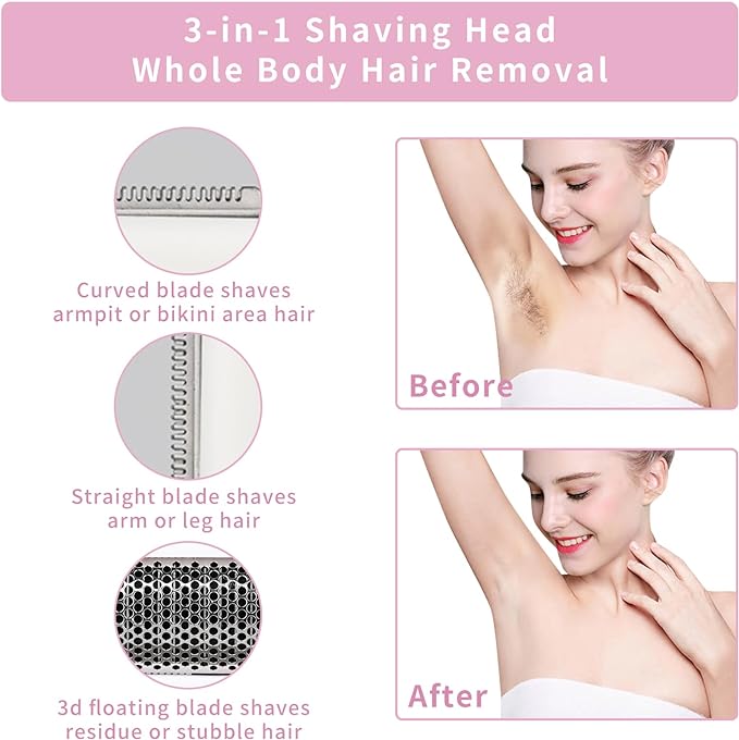 LED Display Electric Razor for Women Men,4 in 1 Rechargeable Wet & Dry Electric Shaver and Facial Hair Remover,2026 Painless Ladies Body Razors for Nose Face Body Leg Bikini Arm Hair