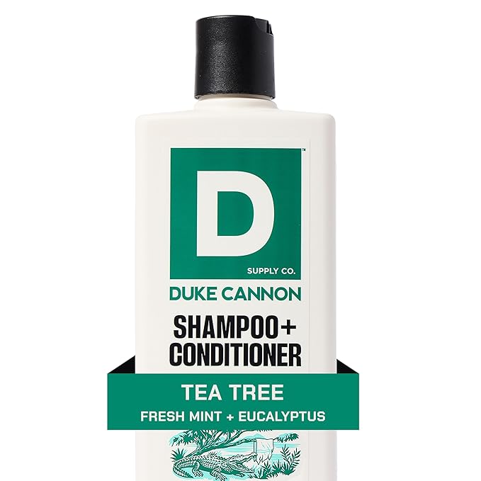 Duke Cannon 2-in-1 Shampoo & Conditioner for Men – Tea Tree Oil, Refreshing Scalp Care, Sulfate Free, 14 oz