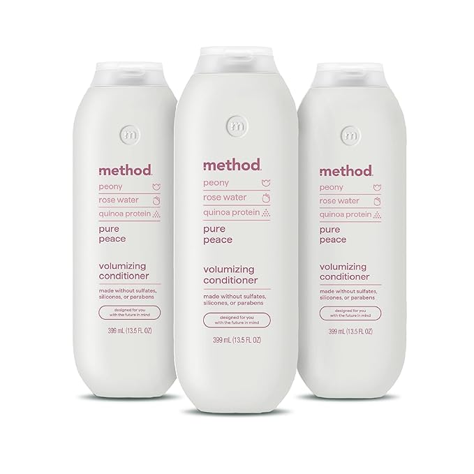 Method Volumizing Conditioner, Pure Peace – for Thicker, Fuller Looking Hair and Safe for Color-Treated Hair – Sulfate-Free, Paraben-Free and Cruelty-Free – 13.5 oz, Pack of 3