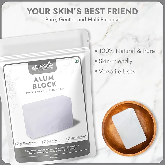 Shaving Alum Block, Aftershave Skincare for Men - 100% Natural (1 Alum Block)