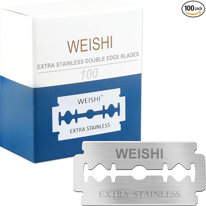 WEISHI 100PCS Single Edge Razor Blades- Double Edge Safety Razor Extra Stainless Blades -Men's Safety for Shaving