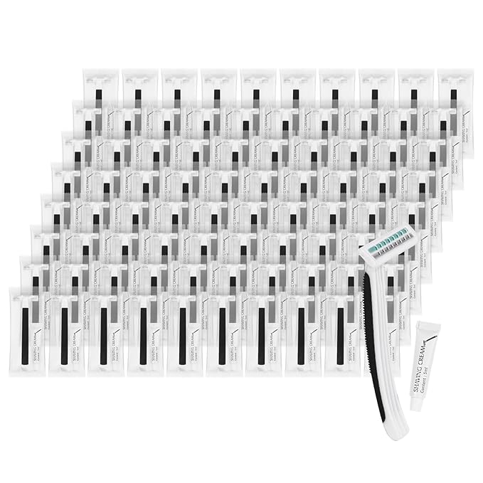 Disposable Razors Bulk, Razors Individually Wrapped Bulk, Travel Razors Bulk With Shaving Cream For Hotels, Shelters, Homeless, Nursing Homes, Charities, Churches, Black (30-PACK)